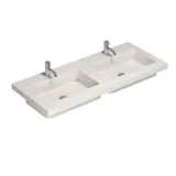 Elegantti ja moderni kylpyhuone inspiraatio tummilla marmoriseinillä, pyöreillä valaistuilla peileillä, joissa musta kehys, seinään kiinnitetyllä kaksoispesuallaskaapilla ja tilavalla suihkutilalla