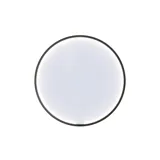 Elegantti ja moderni kylpyhuone inspiraatio tummilla marmoriseinillä, pyöreillä valaistuilla peileillä, joissa musta kehys, seinään kiinnitetyllä kaksoispesuallaskaapilla ja tilavalla suihkutilalla