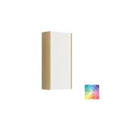 Kylpyhuoneen inspiraatio, jossa on vihreät erikoisväriset kalusteet ja luonnontammisivut, elegantit urat, tyylikäs työtaso ja romanttinen ovaali pöytäallas, kaunis ovaali peili, kukkatapetti antaa viehättävän, vintage retro ilmeen.