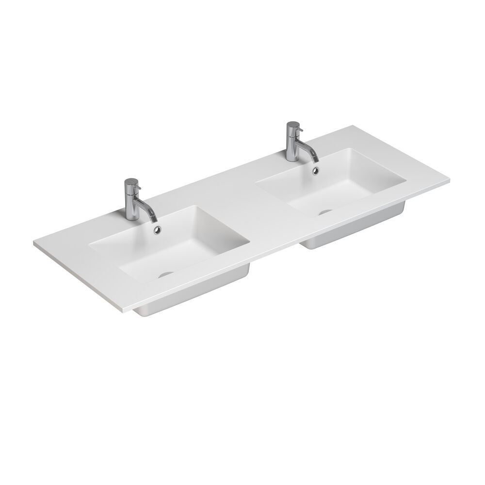 Raaka ja moderni kylpyhuone urbaaniin tyyliin. Kauniit allaskaapit ja pyöreät peilit mustilla reunoilla