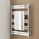 Kylpyhuoneen inspiraatio sähköisellä pyyhekuivaimella, joka tuo kylpyhuoneeseen elegantin kosketuksen sekä on käytännöllinen ja pitää pyyhkeet lämpiminä ja miellyttävinä.